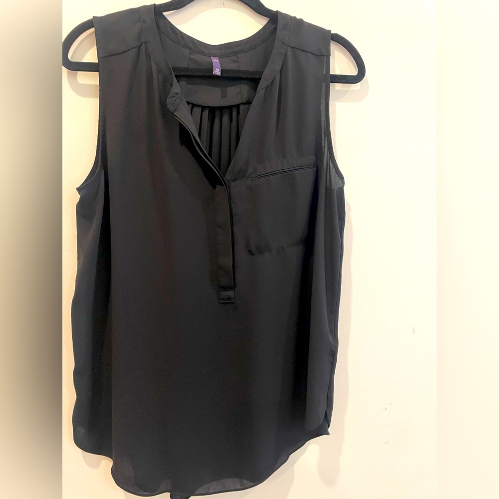 Black sleeveless chiffon blouse